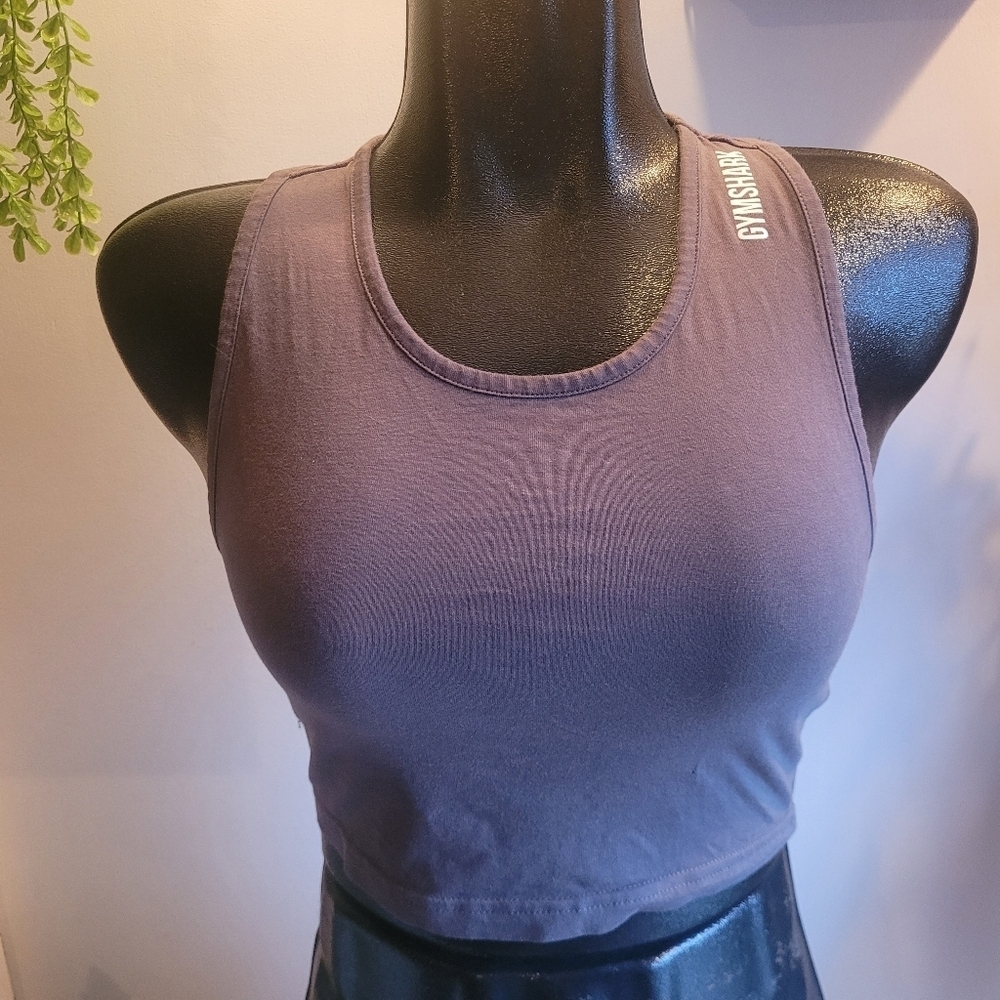 Gymshark Grey Cropped Activewear Fitness Tank Top Size S
